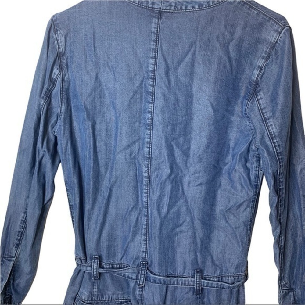 FREE PEOPLE LOU DENIM BELTED CHAMBRAY V-NECK JUMPSUIT - Picture 6 of 16